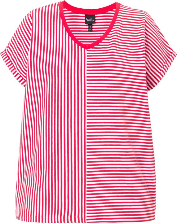 Produktbild Ulla Popken Shirt, Ringelmix, Oversized, V-Ausschnitt, Halbarm (46, 48)