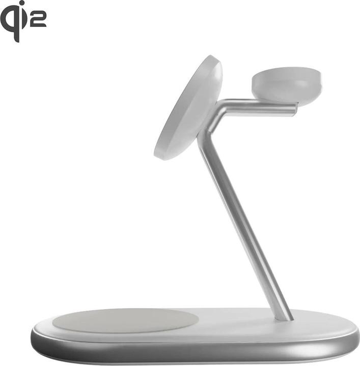 Actual product image Puro Mag Station Qi2 3-in-1 Kabelloses Ladegerät Kompatibel mit MagSafe - Weiss (30 W)