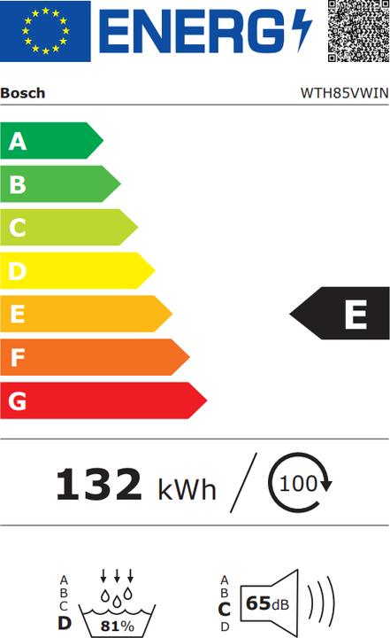 Energie-Label Bosch Hausgeräte WTH85VWIN (8 kg, Rechts)