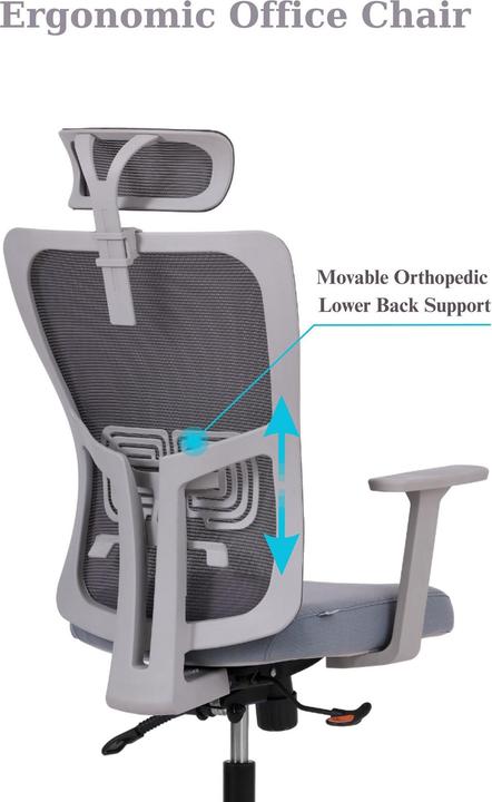 Actual product image Kalune Design Lumbar 126 Grey Office Chair Set 2 Pieces