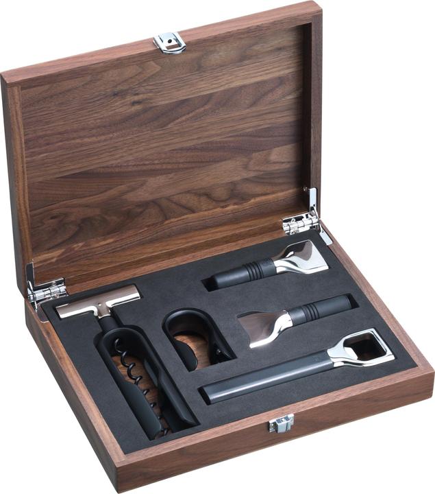 Produktbild WMF Sommelier Weinset 5tlg Korkenzieher Flaschenverschluss Walsnussholzbox Baric (Sommelier Set)