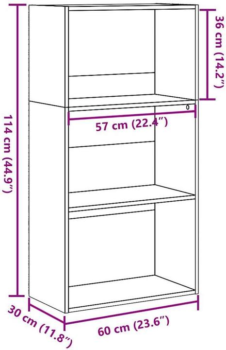Image du produit VidaXL Bücherregal Regal Standregal Büroregal Aufbewahrungsregal Grau Sonoma (60 x 30 x 114 cm)
