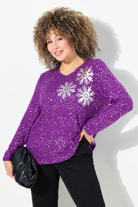 Actual product image Ulla Popken Metallic Snowflake Graphic Sweatshirt (50, 52)