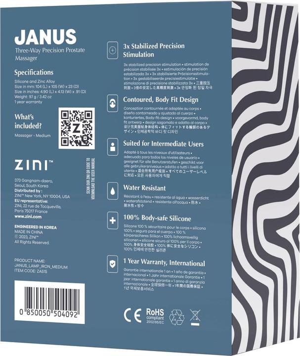 Actual product image Zini Janus Lamp Iron, Three Way Precision Prostate Massager (Medium)