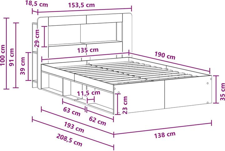 Produktbild vidaXL Bettrahmen (135 x 190 cm)