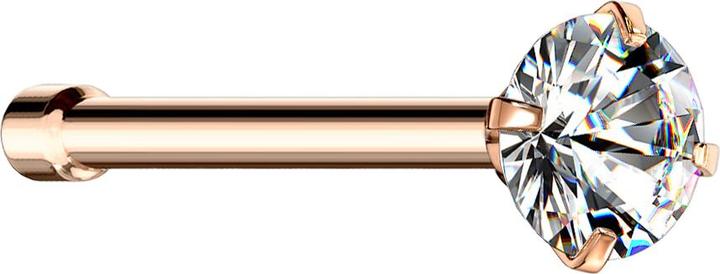 Immagine prodotto Star Piercing Borchie da naso dritte in oro rosa con cristallo rotondo in argento (senza ottone, Acciaio chirurgico 316L)