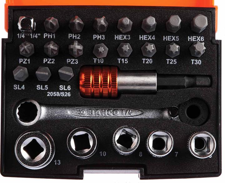 Actual product image Bahco Bit socket spanner set with 1/4" bit ratchet and adapter for slotted/Phillips/Pozidriv/TORX/Sechsk