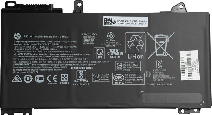 Image du produit HP Batt 3C 45Wh 3.92Ah LI RE03045XL-PL (3 cabines, 3920 mAh)