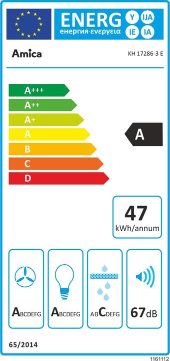 Energie-Label Amica Kaminhaube (Wandhaube)