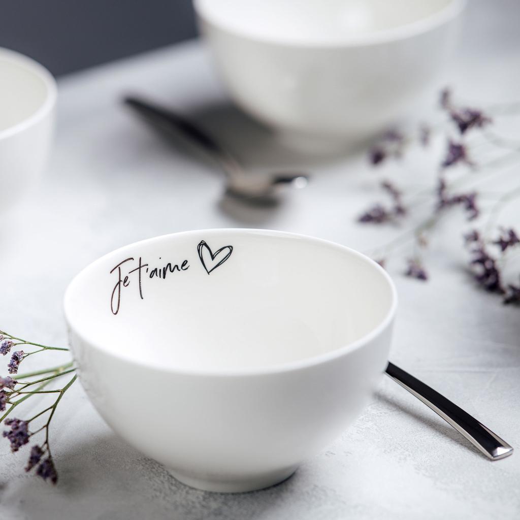 Thumbnail - Villeroy & Boch Multipack Statement Bol Je t/"aime - 4 Stück, Schüssel + Schale, Weiss
