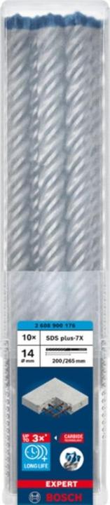 Actual product image Bosch Professional Zubehör Expert SDS plus-7X hammer drill bit, 14 x 200 x 265 mm, 10 pcs. (14 millimetres)