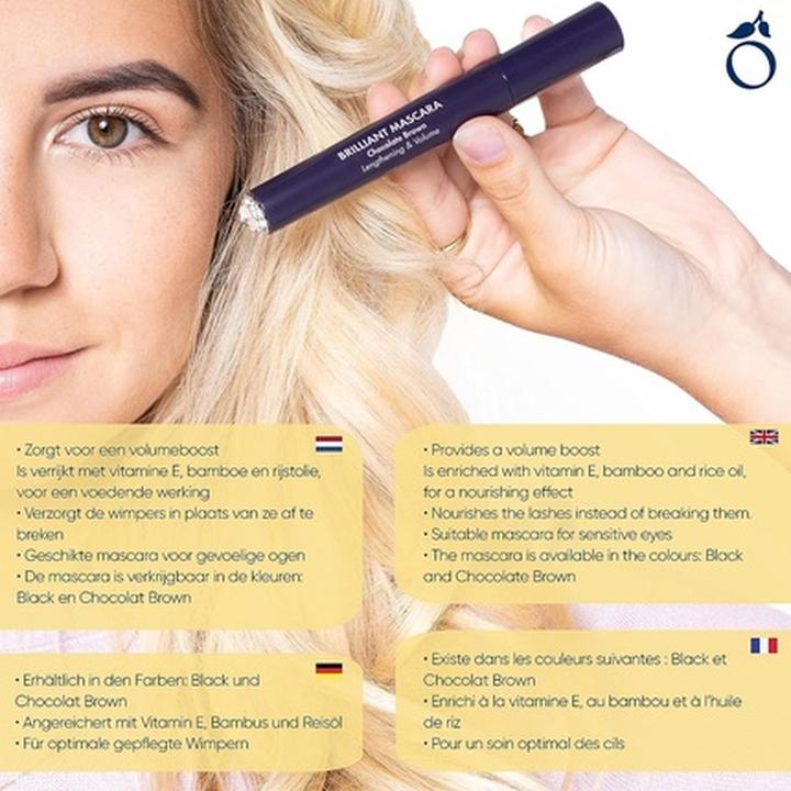 Actual product image Herome Eye Care Brilliant Mascara Chocolate Brown for Shiny and Incredibly Voluminous Lashes (Chocolate Brown)