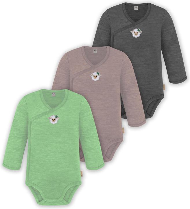 Immagine prodotto Normani Confezione da 3 pezzi di body a maniche lunghe in merino per bambino e bambina - 9355 (80)