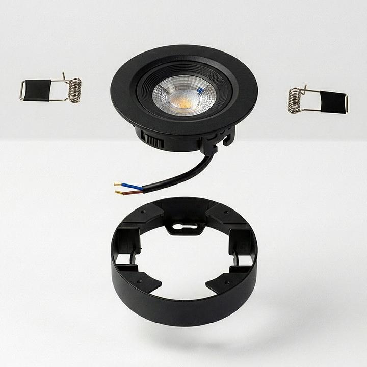 Produktbild Luxula LED CCT Downlight, Ein- und Aufbaustrahler, schwenkbar, schwarz, dimmbar, 5 W, 420 lm (420 lm)