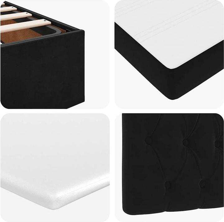 Actual product image VidaXL Ottoman bed with mattresses black 120x200 cm velvet bed frame (120 x 200 cm)
