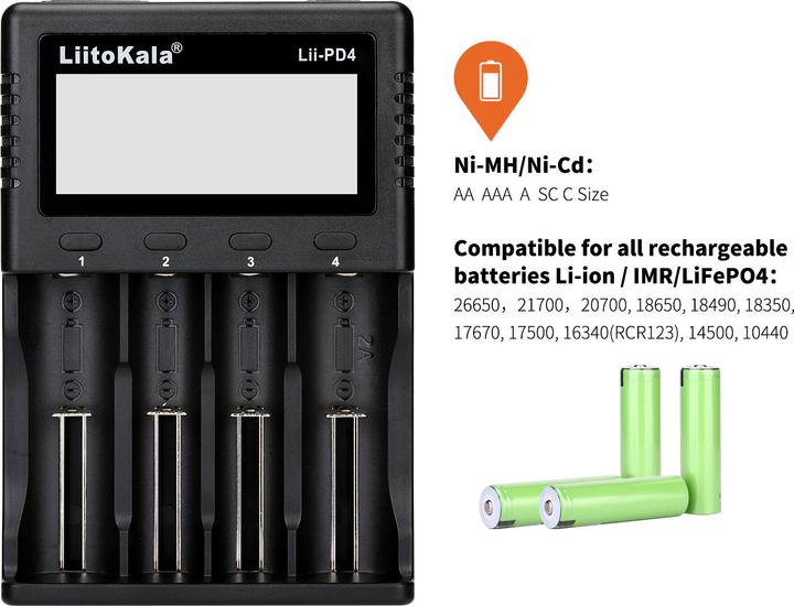 Immagine prodotto Swaytronic Caricabatterie agli ioni di litio Lii-PD4 (1 pz., Caricabatterie senza batteria)