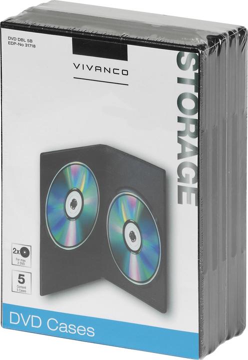 Vivanco DVD Double Case f??r zwei DVD's, 5er Pack, schwarz