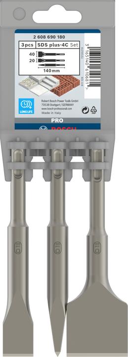 Actual product image Bosch Professional Zubehör 3-piece short chisel set, SDS plus, 0/20/40 mm (20 mm)