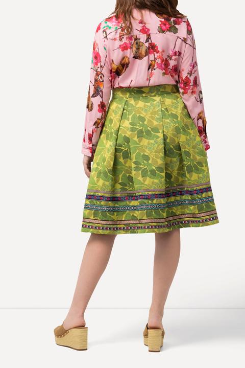 Produktbild Ulla Popken Rock, A-Linie, Jacquard-Blütenmuster, Zierbänder (48)