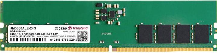 Transcend DDR5 24GB JetRam 5600MHz U-DIMM 1Rx8 3Gx8 CL46 1.1V (1 x 24GB, 5600 MHz, DDR5-RAM, DIMM)