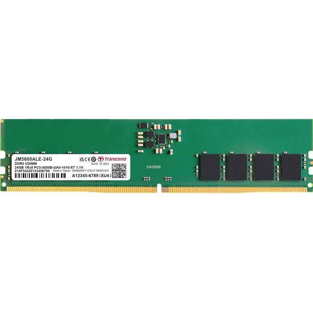 Thumbnail - Transcend DDR5 24GB JetRam 5600MHz U-DIMM 1Rx8 3Gx8 CL46 1.1V (1 x 32GB, 5600 MHz, DDR5-RAM, DIMM), RAM, Grün
