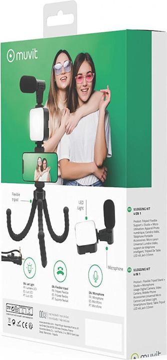 Image du produit Muvit Kit de vlogging 4 En 1 Micro + Trepied + Support + LED (Matières plastiques)
