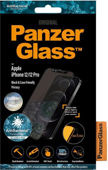Actual product image PanzerGlass Case Friendly Black AB Privacy (1 Piece, Realme 12 Pro+, Apple iPhone 12)