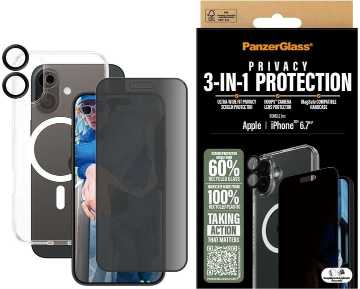 Actual product image PanzerGlass Privacy (1 Piece, Apple iPhone 16 Plus)