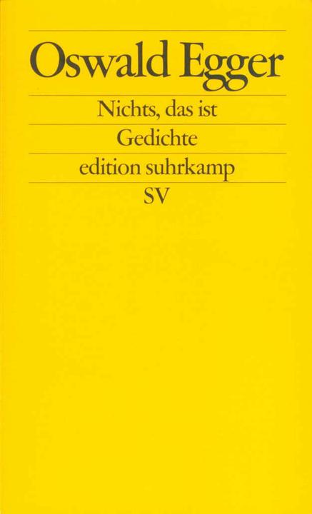 Produktbild Nichts, das ist (Deutsch, Oswald Egger, 2001)