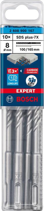 Image du produit Bosch Professional Zubehör Forets marteau EXPERT SDS plus-7X, 8 x 100 x 165 mm, 10 pcs. (8 millimètres)
