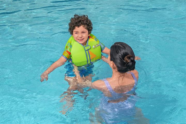 Immagine prodotto Bestway Giubbotto di salvataggio Swim Safe ABC con copertura in tessuto UPF 50+ (Taglia unica, 11 - 30 kg)