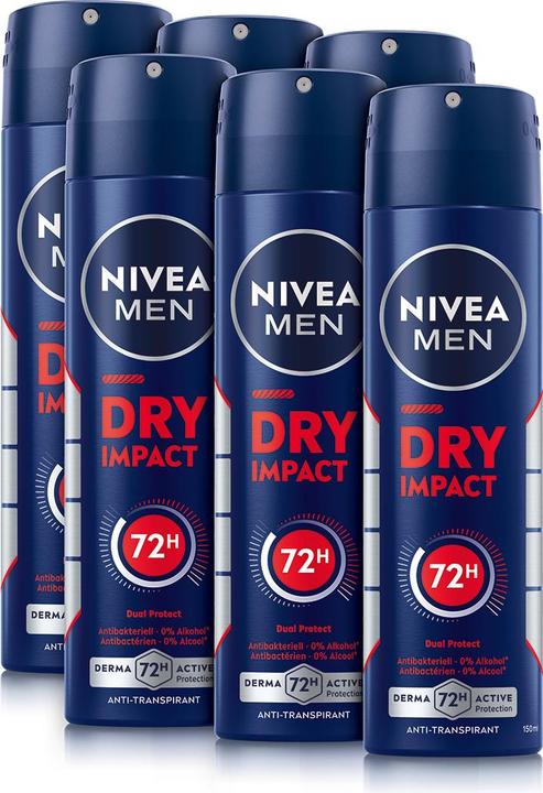 Immagine prodotto NIVEA MEN Multipack Dry Impact Spray (6 Stück) (Getto vaporizzato, 150 ml)