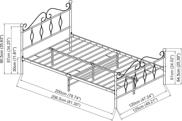 Image du produit En.Casa Lit en métal Apolda 120x200 cm lit pour jeunes avec matelas en mousse froide jusqu'à 300kg Blanc (120 x 200 cm)