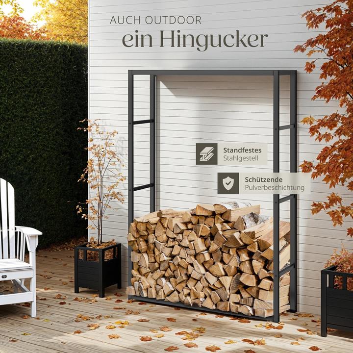 Actual product image tectake Kaminholzregal Tuby, für In- & Outdoor, 100,5x25x150cm