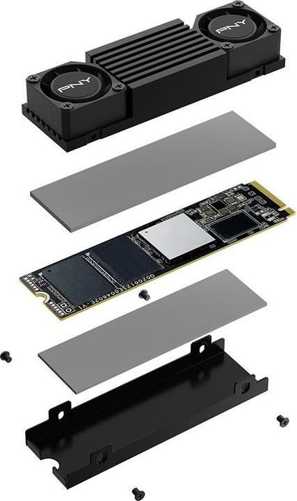 Actual product image PNY CS3150 2TB SSD M.2 GEN5 NVMe Black Heatsink (2000 GB, M.2 2280)