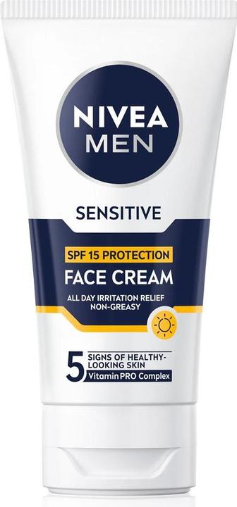 NIVEA MEN Protective skin cream SPF 15 Men Sensitive (Face Cream) 75 ml (75 ml, Day cream, SPF 15)