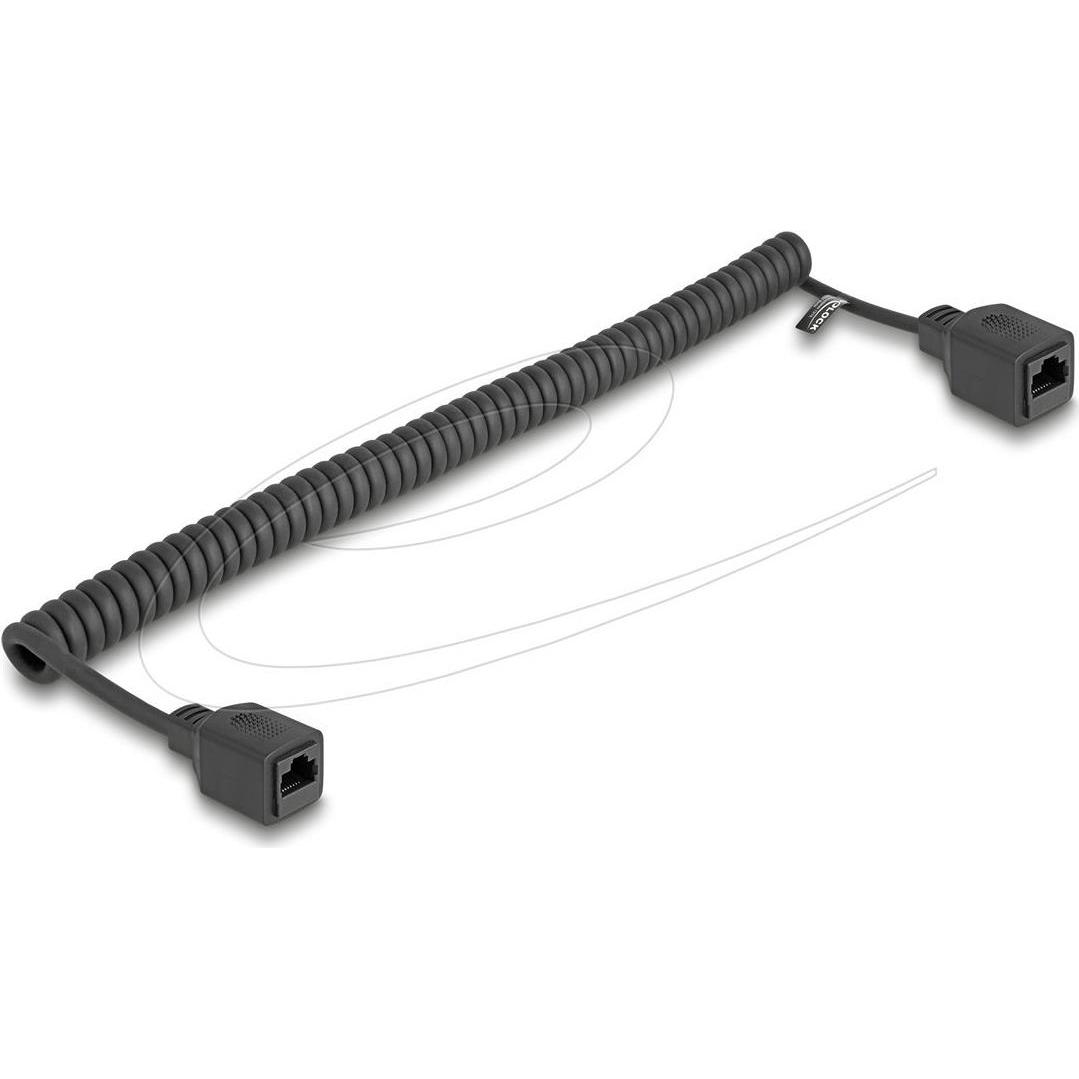 Delock RJ45 Spiralkabel Buchse zu Buchse Cat.5e UTP 0,5 m bi (UTP, CAT5e, 1 m), Cavo di rete