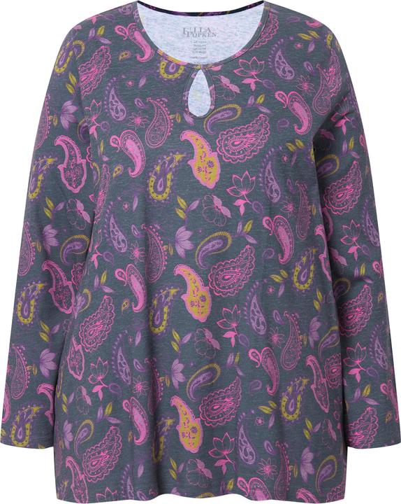 Image du produit Ulla Popken T-shirt col rond avec découpe trou de serrure, manches longues et coupe évasée (42, 44)