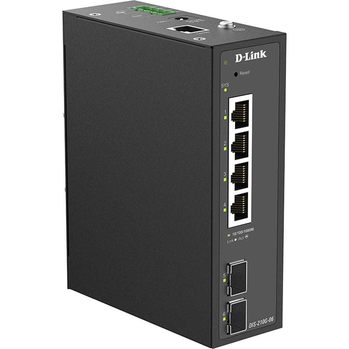 D-Link DIS-210G-06, Gestito, L2/L3, Gigabit Ethernet (10/100/1000), DIN rail (4 porte), Switch di rete, Nero