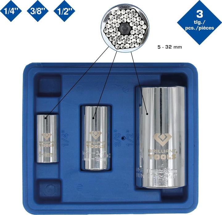 Actual product image Brilliant Tools BT022003 (32 mm, 19 mm, 16 mm, 27 mm, 28 mm, 23 mm, 10 mm, 22 mm, 30 mm, 7 mm, 24 mm, 8 mm, 29 mm, 12 mm, 13 mm, 11 mm, 25 mm, 15 mm, 14 mm, 9 mm, 21 mm, 18 mm, 31 mm, 5 mm, 17 mm, 6 mm, 20 mm, 26 mm)
