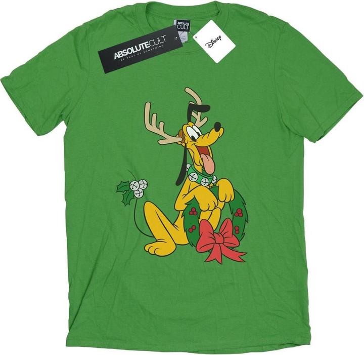 Actual product image Disney Womens/Ladies Pluto Christmas Reindeer Cotton Boyfriend T-Shirt (L)