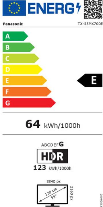 Energy Label Panasonic TX-55MX700E (55", MX700E, LED, 4K, 2023)