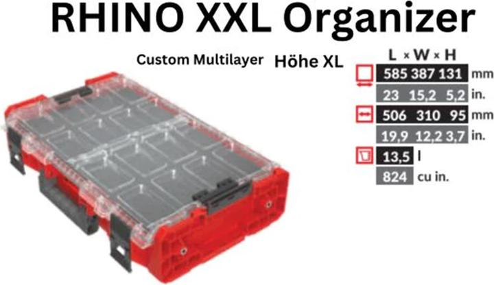 Image du produit Tool Brothers Toolbrothers RHINO ONE Organiser XL 2.0 MFI RED Ultra HD Organisateur personnalisé 582 x 387 x 131
