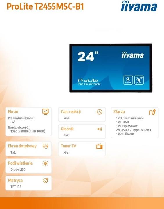 Produktbild iiyama ProLite T2455MSC-B1 (1920 x 1080 Pixel, 23.80")