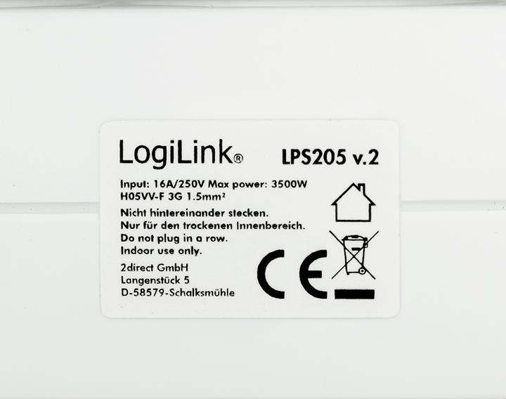 Actual product image LogiLink socket strip (3 x, CEE 7/3, 1.50 m)