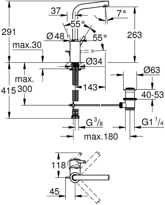 Productafbeelding Grohe Concetto ééngreeps wastafelmengkraan L-Maat