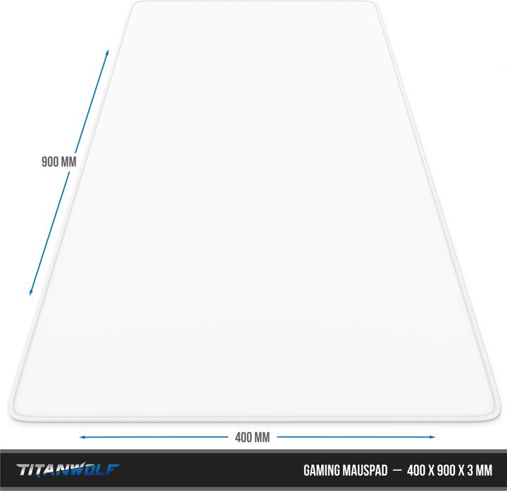 Produktbild Titanwolf Gaming Mauspad, XXL Speed Gaming Mausmatte / Extragrosse Fläche von 900 x 400mm, weiss (XXL)