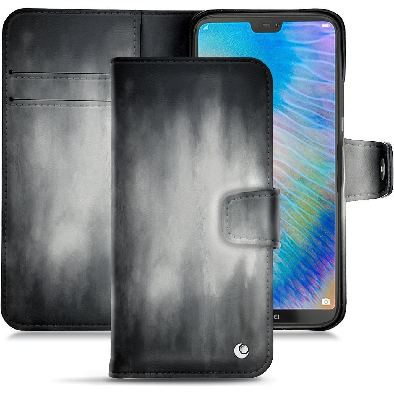 Noreve Lederschutzhülle Wallet (Huawei P20 Lite), Smartphone Hülle, Grau