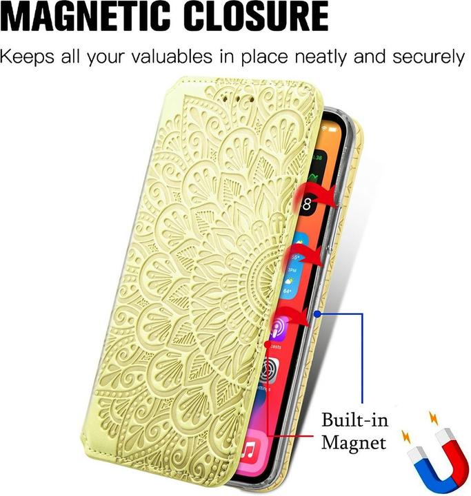Produktbild König Design Hülle Handy Schutz für Apple iPhone 12 Mini Case Flip Cover Tasche Etuis Gelb (Apple iPhone 12 mini)