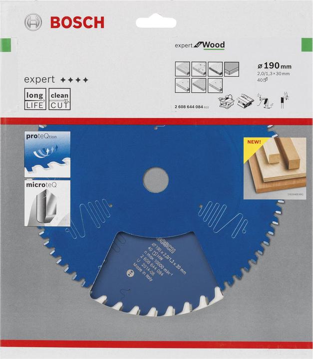 Produktbild Bosch Professional Zubehör Kreissägeblatt Expert for Wood, 190 x 30 x 2,0 mm, 40